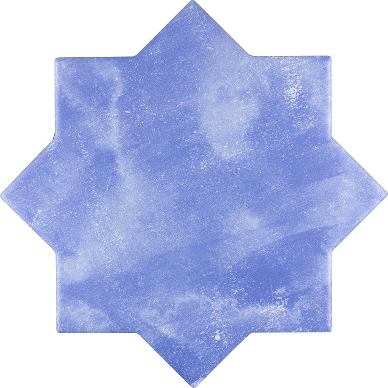 Moorish Blue Star Ceramic Tile - Matte - 5.35" x 5.35"