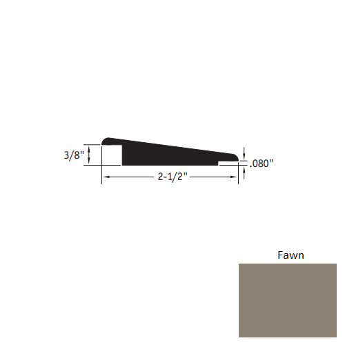 Johnsonite Fawn Vinyl Moulding / Trim - 2 1/2" X 12 Ft (144") X 3/8" - .080" Wheeled Traffic Transition - Wheeled Traffic Transition