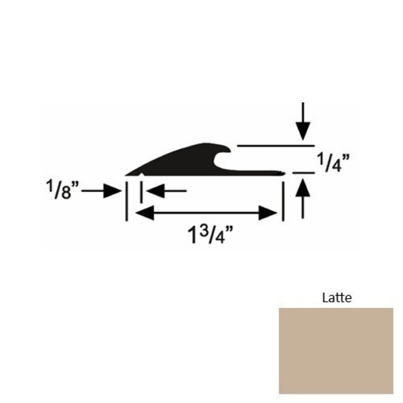 Solid 43 Latte Rubber Custom Carpet Edging - 1 3/4" X 9 Ft (108") X 1/4"