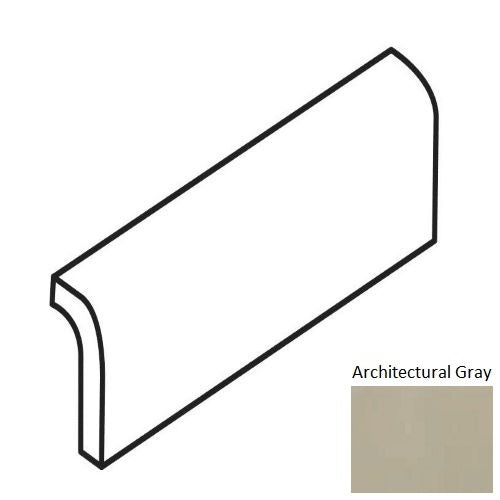 Color Wheel Classic Architectural Gray Ceramic Wall Trim - 2" X 6" Radius Bullnose