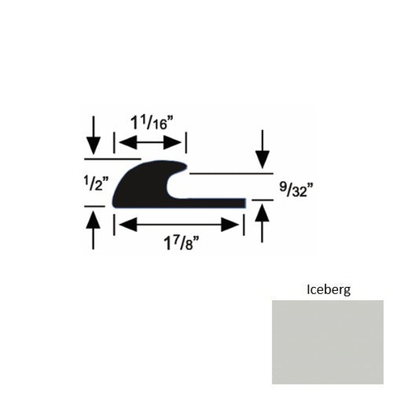 Solid 40 Iceberg Rubber Carpet Edge Guard - 1 7/8" X 9 Ft (108") X 9/32"