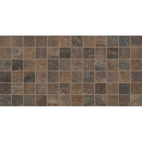 Slate Attache Multi Brown Ceramic Mosaic - 2" X 2" - Matte