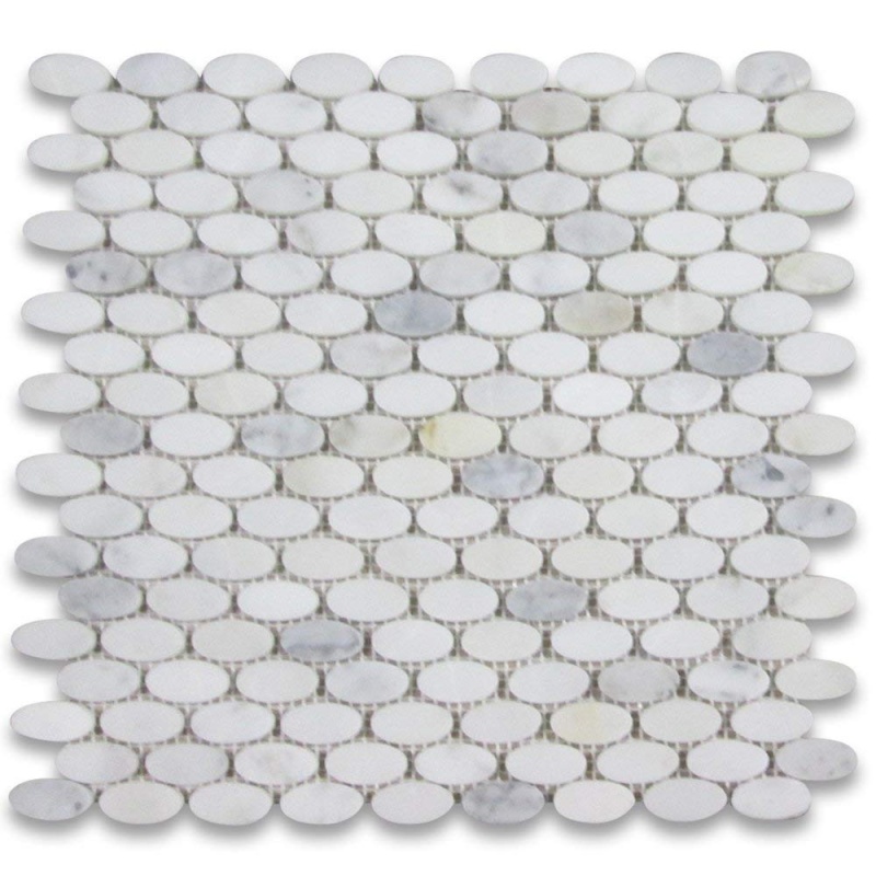 Calacatta Gold Marble Mosaic - 5/8" X 1" Oval - Polished