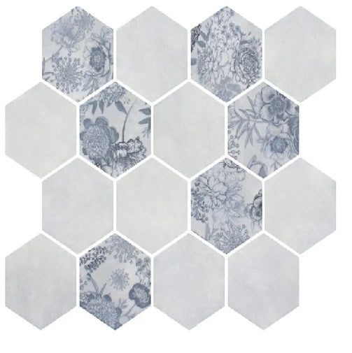 Botanicals Freya Glass Mosaic - 3" Hexagon - Matte
