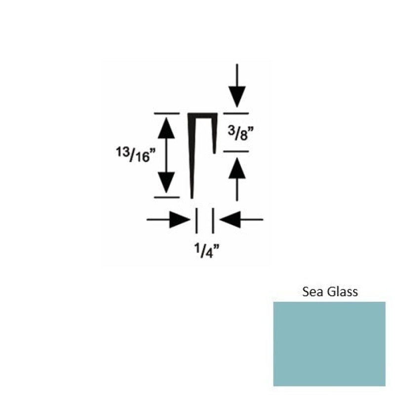 Solid 47 Sea Glass Rubber Cove Cap Square - 1/4" X 9 Ft (108")