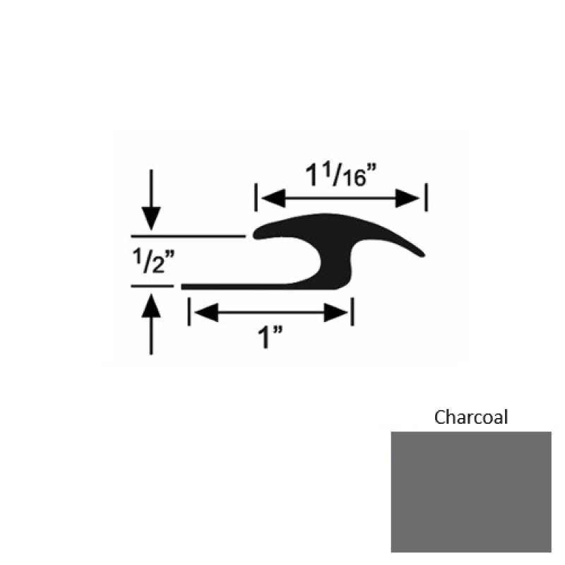 Solid 56 Charcoal Rubber Tile / Carpet Joiner