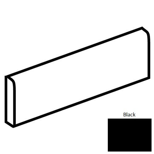 Color Wheel Linear Black Ceramic Wall Trim - 4" X 16" Bullnose
