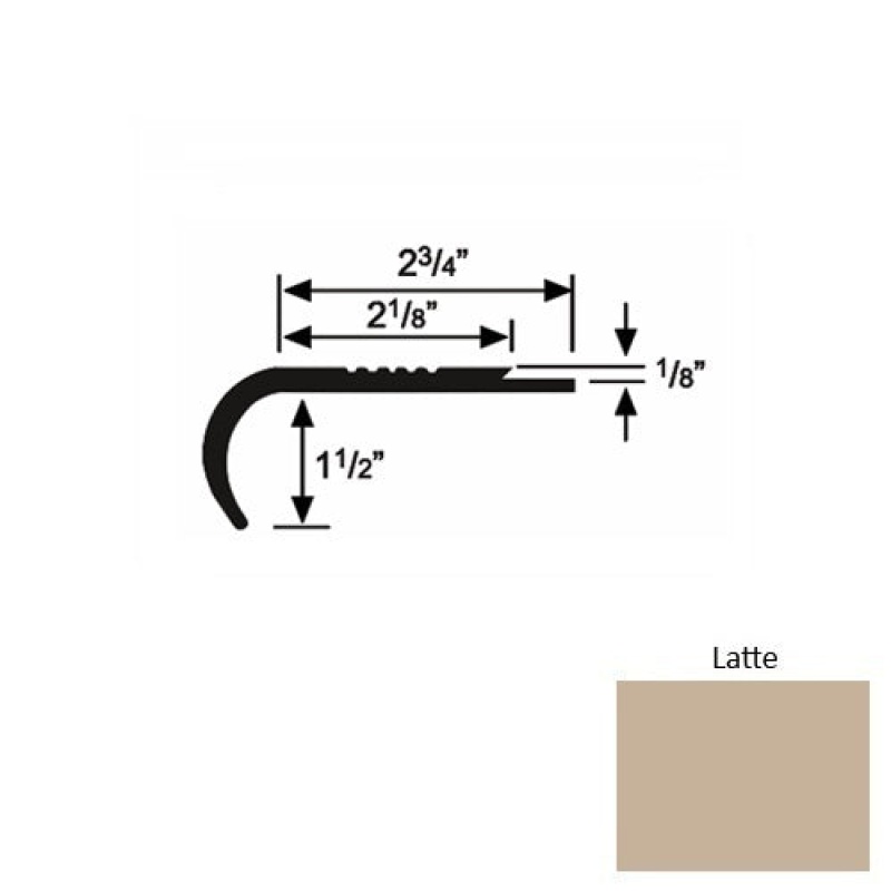 Solid 10 Latte Rubber Underlap Stair Nosing (Rd) - 2 3/4" X 9 Ft (108")