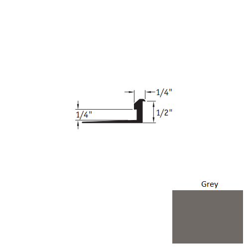 Johnsonite Grey Vinyl Moulding / Trim - 1/4" X 12 Ft (144") X 1/4" - 1/2" Slim Line Transition - Slim Line Transition
