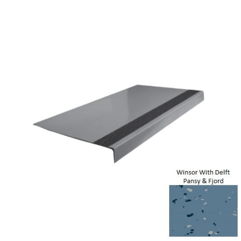 Spextones Winsor With Delft Pansy & Fjord Type 170 Distinct Designs Rubber - 12 1/4" X 72" Stair Tread - Smooth