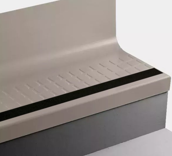 Beige Raised Square Rubber Stair Tread with Riser