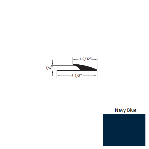 Johnsonite Navy Blue Vinyl Moulding / Trim - 1 9/32" X 12 Ft (144") X 1/4" Edge Guard - Edge Guard