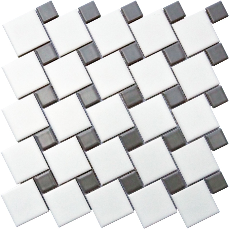Spin White / Gray Dot Porcelain Mosaic - Pinwheel - Matte