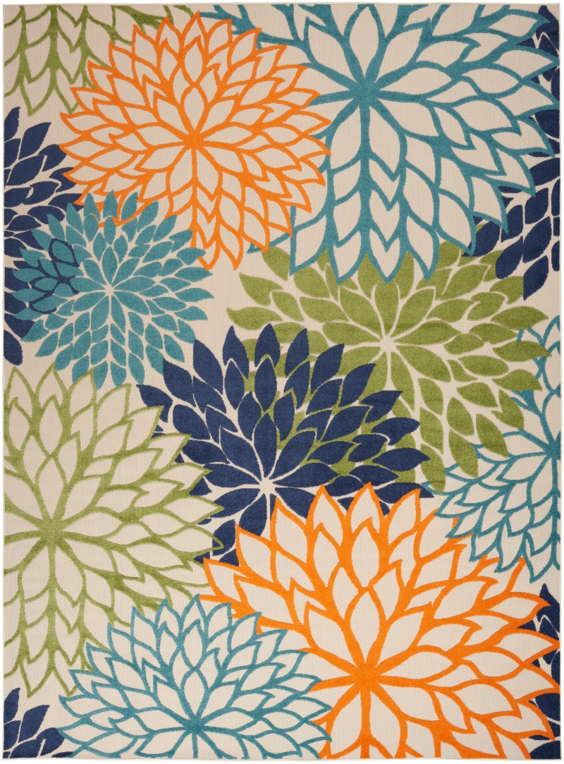Multicolor Polypropylene Tropical Area Rug 10 Ft x 14 Ft