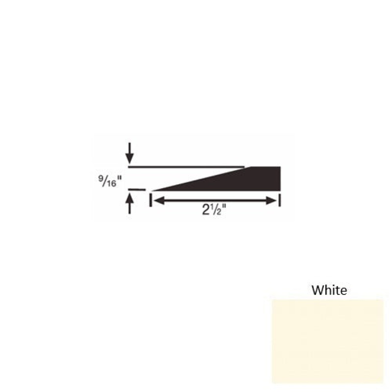 Solid 49 White Rubber Transitional Reducer - 2 1/2" X 9 Ft (108") X 9/16"