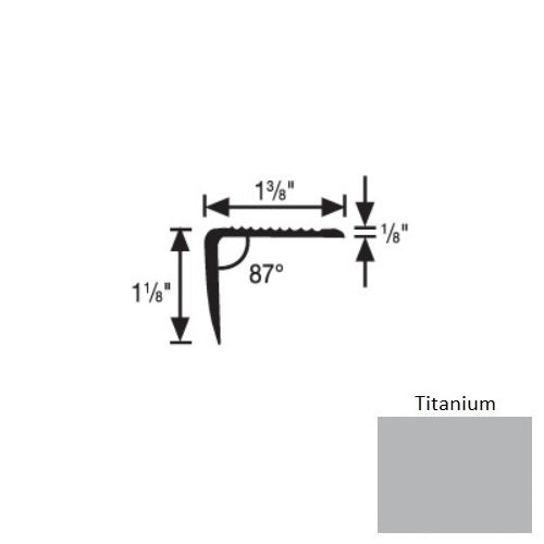 Flextones Titanium Vinyl 189 Top Set Stair Nosing - 1 3/8" X 12 Ft - Thermoplastic