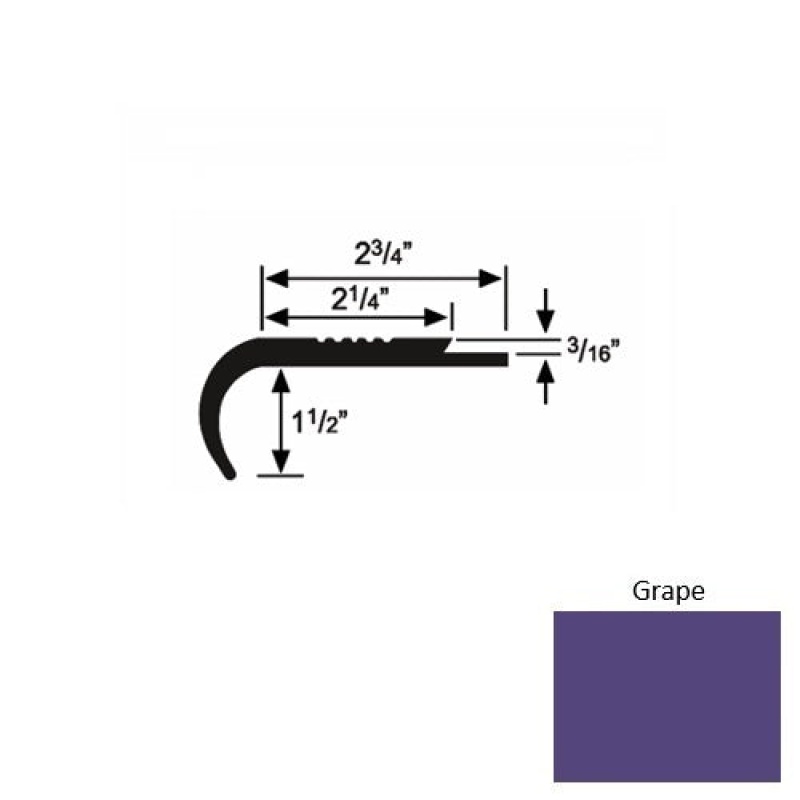 Solid 08 Grape Rubber Underlap Stair Nosing (Rd) - 2 3/4" X 9 Ft (108")