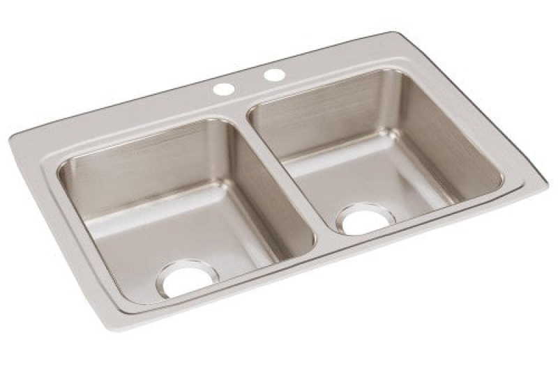 Lr3322mr2 Lustertone Classic Stainless Steel Drop In Double Bowl Kitchen Sink - 33" X 22" X 8 1/8" With 2 Holes - Stainless Steel