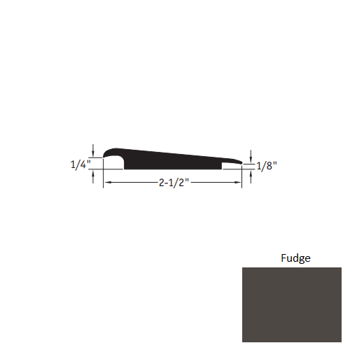 Johnsonite Fudge Vinyl Moulding / Trim - 2 1/2" X 12 Ft (144") X 1/4" - 1/8" Wheeled Traffic Transition - Wheeled Traffic Transition