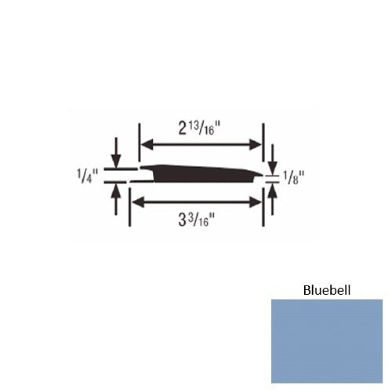 Solid 65 Bluebell Rubber Rolling Traffic Transition - 3 3/16" X 9 Ft (108") X 1/4" - 1/8"