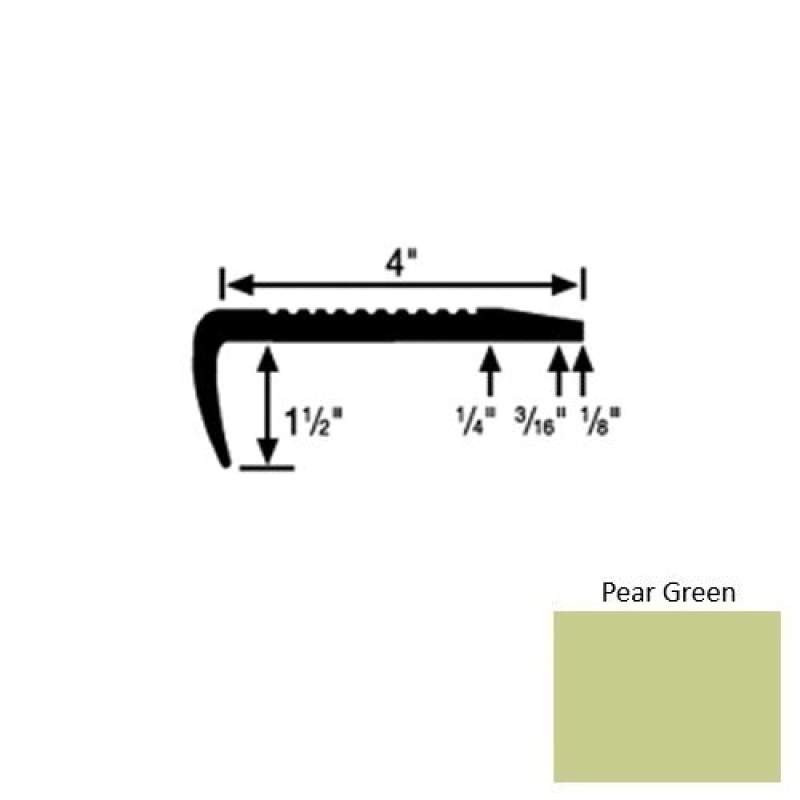 Solid 01 Pear Green Rubber Commercial Stair Nosing (Sq) - 4" X 9 Ft (108")