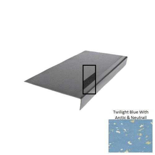 Spextones Twilight Blue With Arctic & Neutrail Type 975 With Ribbed / Smooth Insert Distinct Designs Rubber - 12 1/2" X 72" Stair Tread - Hammered