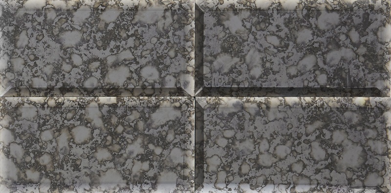 Lavaliere Black Antique Mirror Mixed Mosaic - 3" X 6" Beveled - Polished