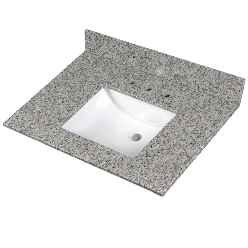 Argento Grigio Polished Granite Vanity Top With Built In Sink - 37" X 22" - Polished