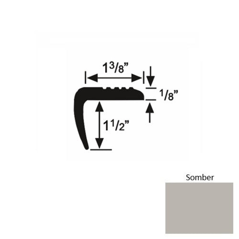 Solid 05 Somber Rubber Domestic Stair Nosing (Sq) - 1 3/8" X 9 Ft (108")