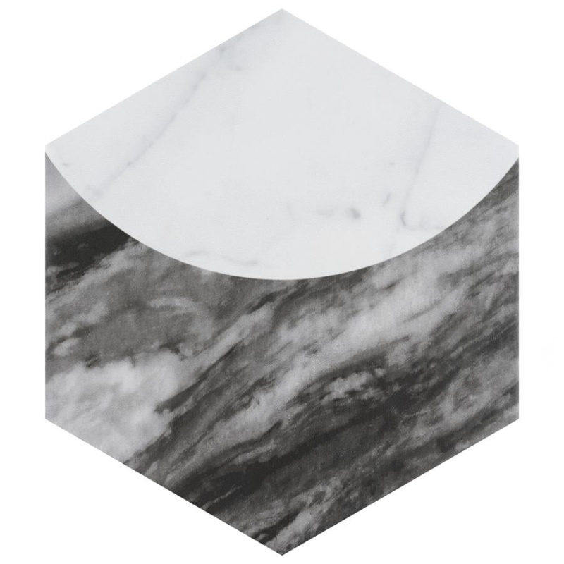 Classico Bardiglio Moon Carrara Porcelain Tile - Matte - 7" X 8" Hexagon