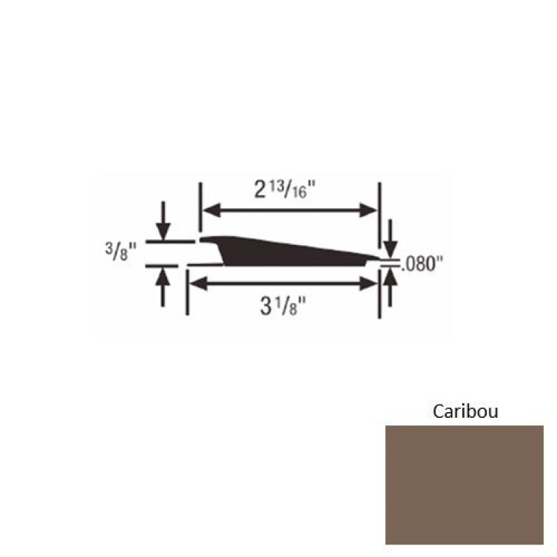Solid 66 Caribou Rubber Rolling Traffic Transition - 3 1/8" X 9 Ft (108") X 3/8" - 0.080"