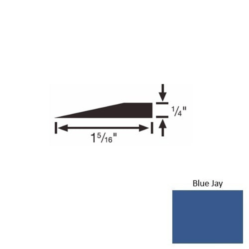 Solid 24 Blue Jay Rubber Reducer Strip - 1 5/16" X 9 Ft (108") X 1/4"