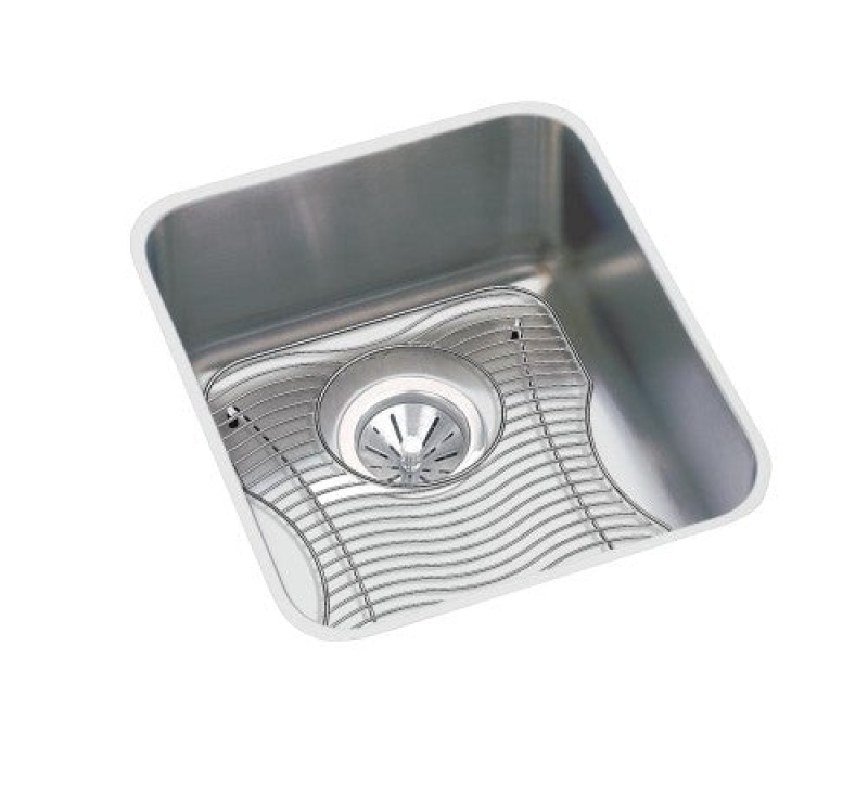Eluh1116dbg Lustertone Classic Stainless Steel Undermount Single Bowl Kitchen Sink - 14" X 18 1/2" X 7 7/8" With Bottom Grid Drain - Stainless Steel