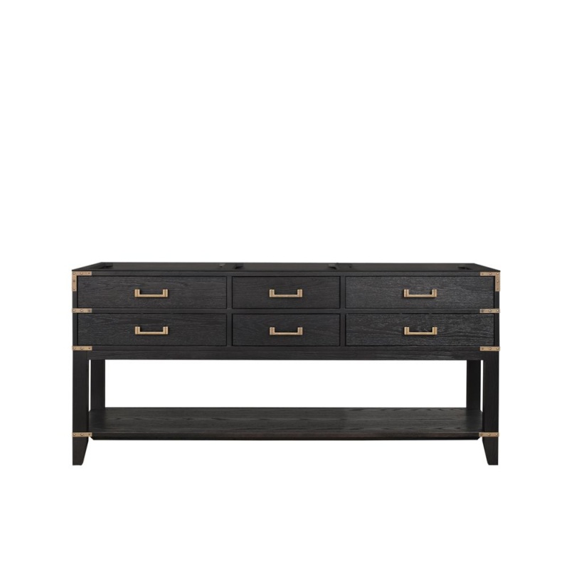 Norwalk Black Oak Wood Freestanding Double Sink Bathroom Vanity - 72" - Black Oak