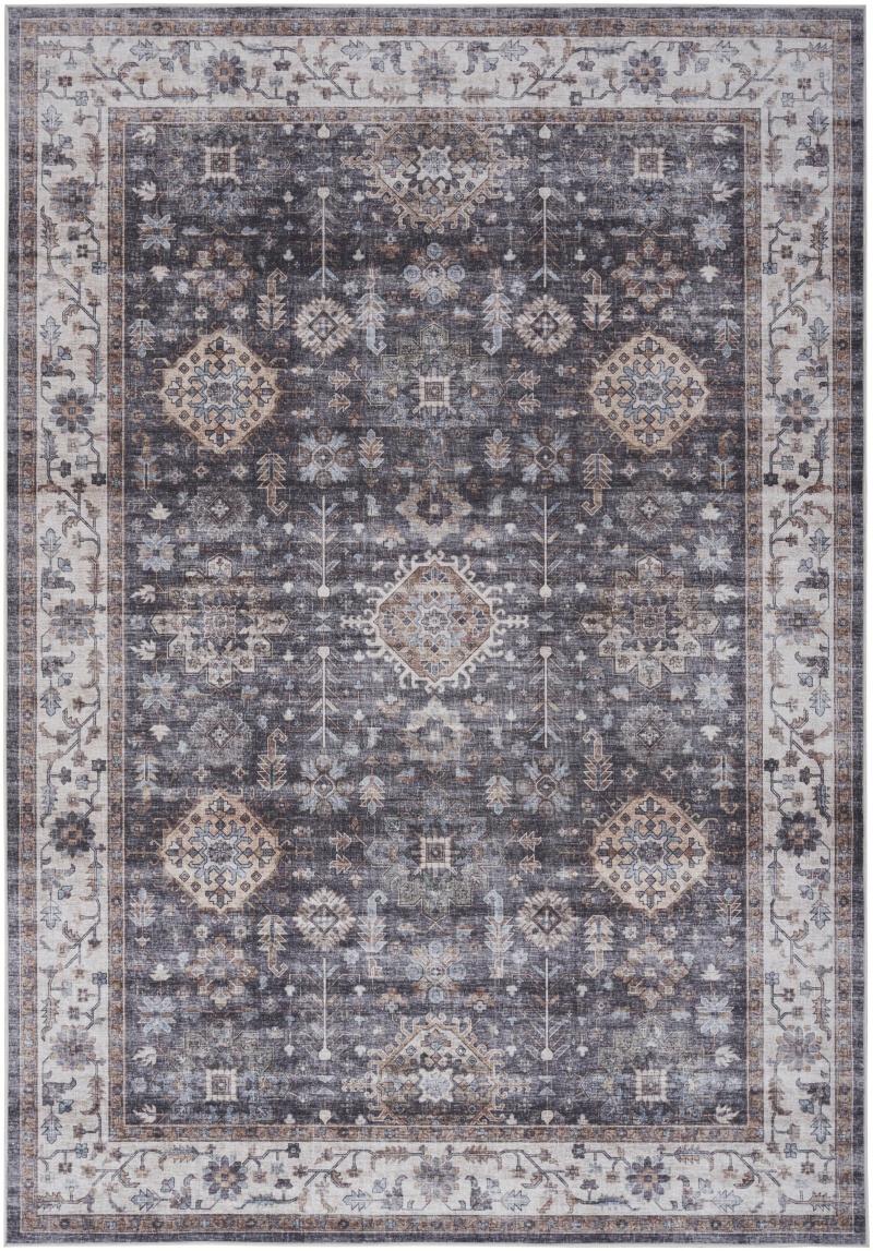 Fulton Charcoal Vintage Area Rug 5 ft x 7 ft