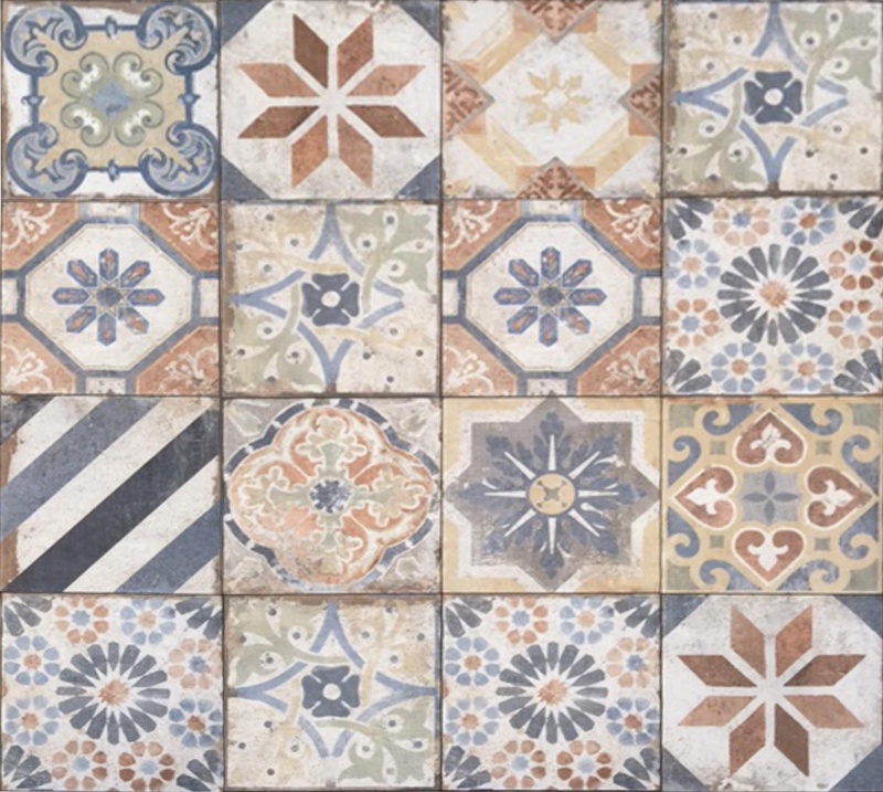 Havana Finca Mix Deco Porcelain Tile - Textured - 8" X 8"