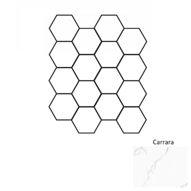 Cora Carrara Porcelain Mosaic - 3" Hexagon - Matte