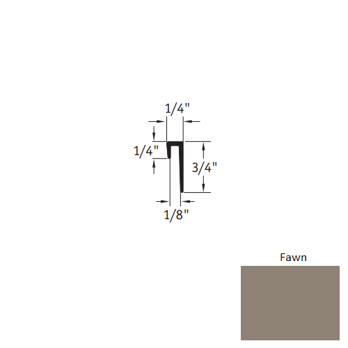 Johnsonite Fawn Vinyl Moulding / Trim - 1/8" X 12 Ft (144") Square Top Cove Cap - Square Top Cove Cap