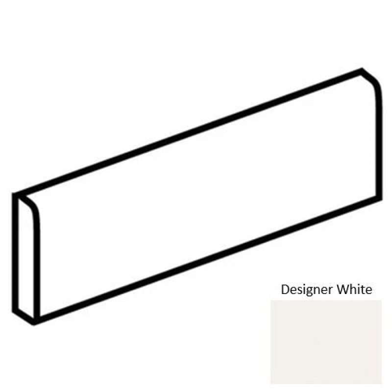 Color Story Wall Designer White Ceramic Wall Trim - 4" X 12" Bullnose 12" Side - Matte