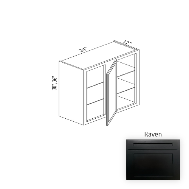 Wbc2430 Raven Wood Kitchen Corner Blind Base Cabinet - 24" X 30" X 12" (Assembly Required) - Raven