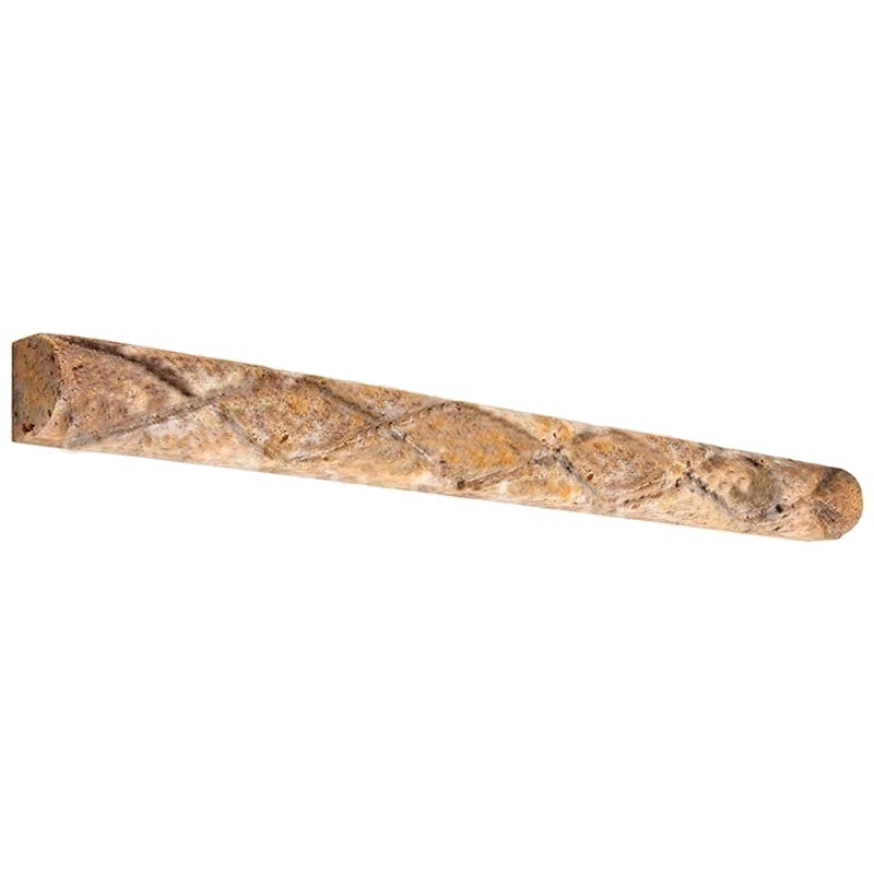 Scabos Cross Cut Travertine Liner - 1" X 12" Diamond Rope - Unfilled & Honed