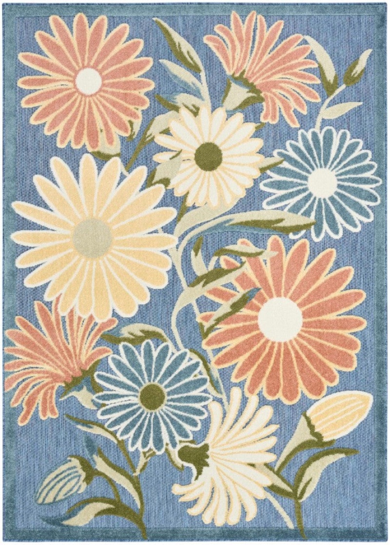 Aloha Blue Sage Alh33 Polypropylene & Polyester Contemporary Area Rug - 5 Ft X 8 Ft - Blue Sage