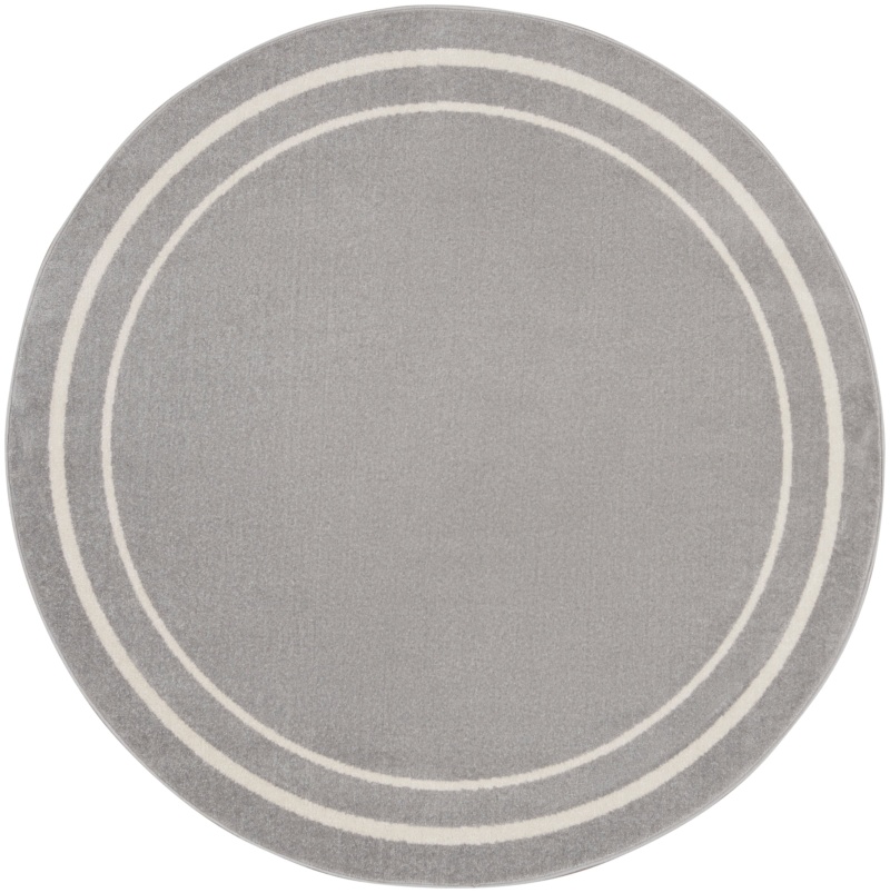 Grey / Ivory Contemporary Round Area Rug