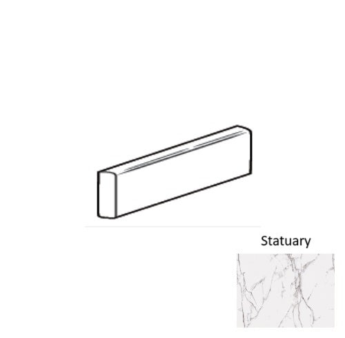 Statuary White Porcelain Floor Trim 3" x 12" Bullnose