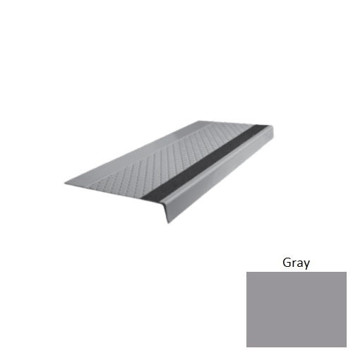 Flextones Gray Type 685 With Flush Ribbed / Smooth Insert Distinct Designs Rubber - 12" X 72" Stair Tread - Diamond Profile Design