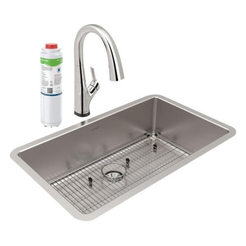 Eluhh3017tpdflc Lustertone Iconix Stainless Steel Undermount Single Bowl Workstation Kitchen Sink - 32 1/2" X 19 1/2" X 9" - Stainless Steel