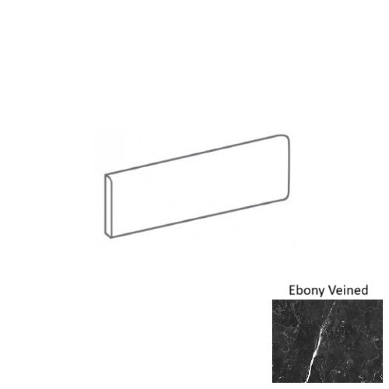 Veluria Ebony Veined Porcelain Bullnose Trim 3" x 12"