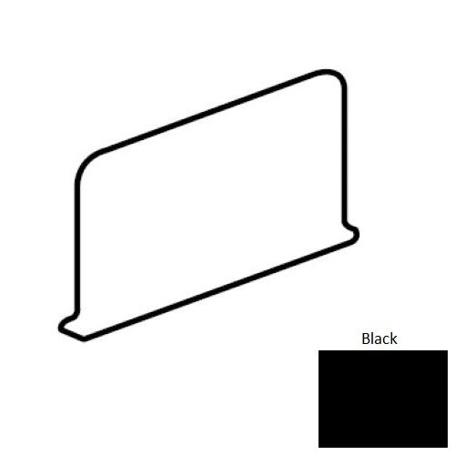 Color Wheel Classic Black Ceramic Wall Trim - 4 1/4" X 6" Sanitary Cove Base Corner Right
