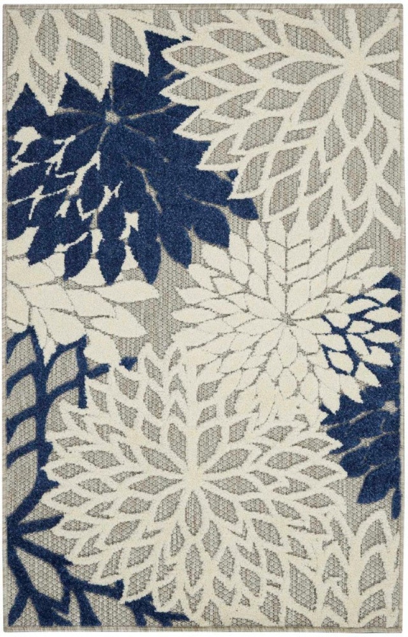 Aloha Ivory Navy Area Rug 10 Ft x 13 Ft