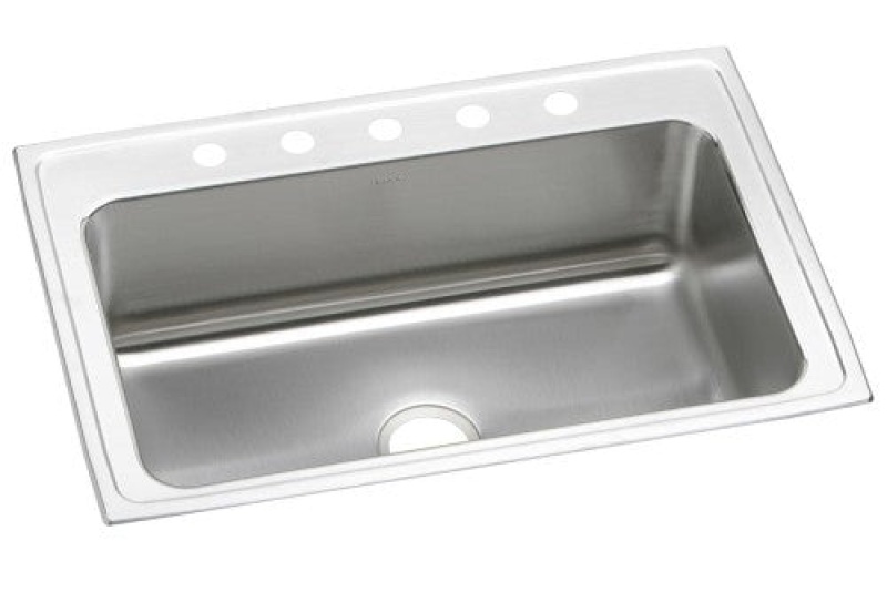Dlrs3322105 Lustertone Classic Stainless Steel Drop In Single Bowl Kitchen Sink - 33" X 22" X 10 1/8" With 5 Holes - Stainless Steel
